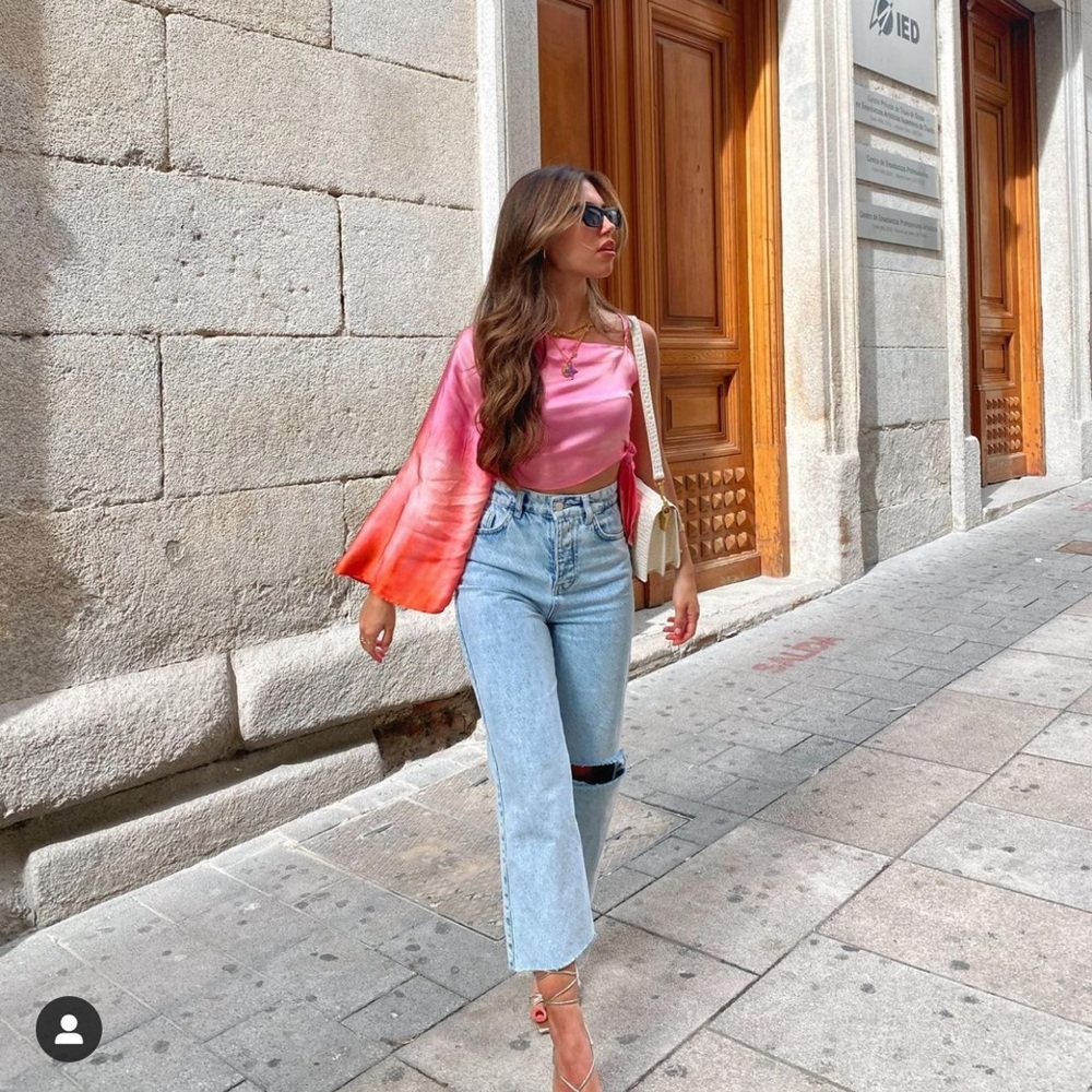 Zara asymmetrical tie-dye top